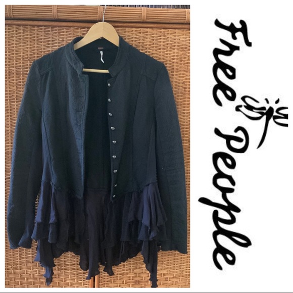 Free People Fitted Ruffles Military Jacket - Picture 7 of 8